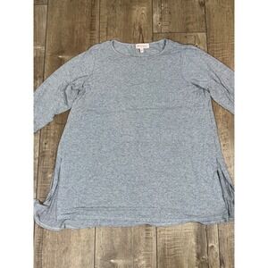 Philosophy Woman Gray Long Sleeve Tunic Top Plus Size 1X Split Hem
